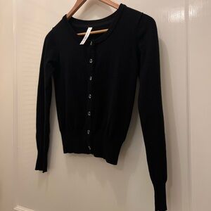 Black cardigan with clear buttons, petite fit #cardigan #winterfashion